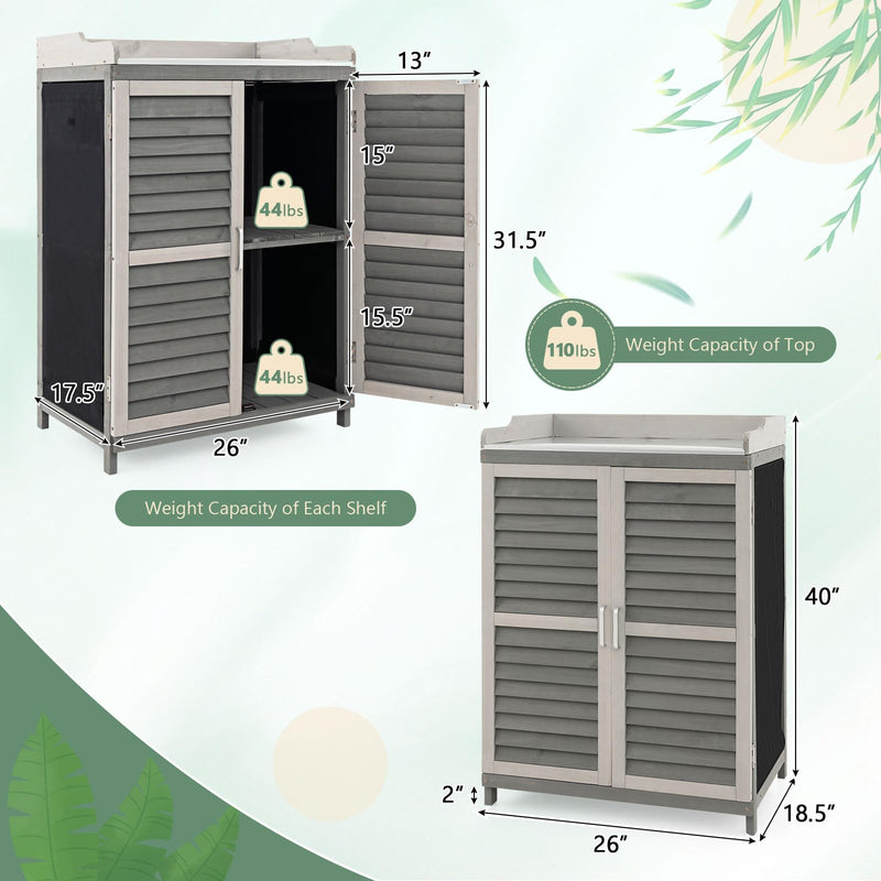 Load image into Gallery viewer, Goplus Outdoor Potting Bench Table, Garden Storage Cabinet w/Metal Tabletop
