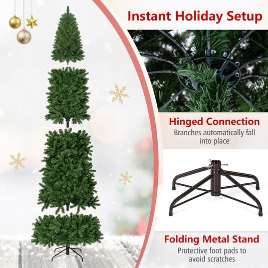 Goplus 9ft Pre-Lit Pencil Christmas Tree with 550 Lights and 9 Light-Modes
