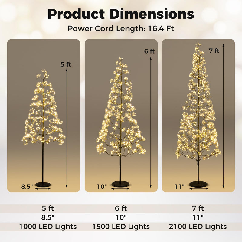 Load image into Gallery viewer, Goplus 5/6/7 FT LED Alpine Tree with 1000 Warm White LED Lights, Pre-lit Artificial Cedar with Weighted Base
