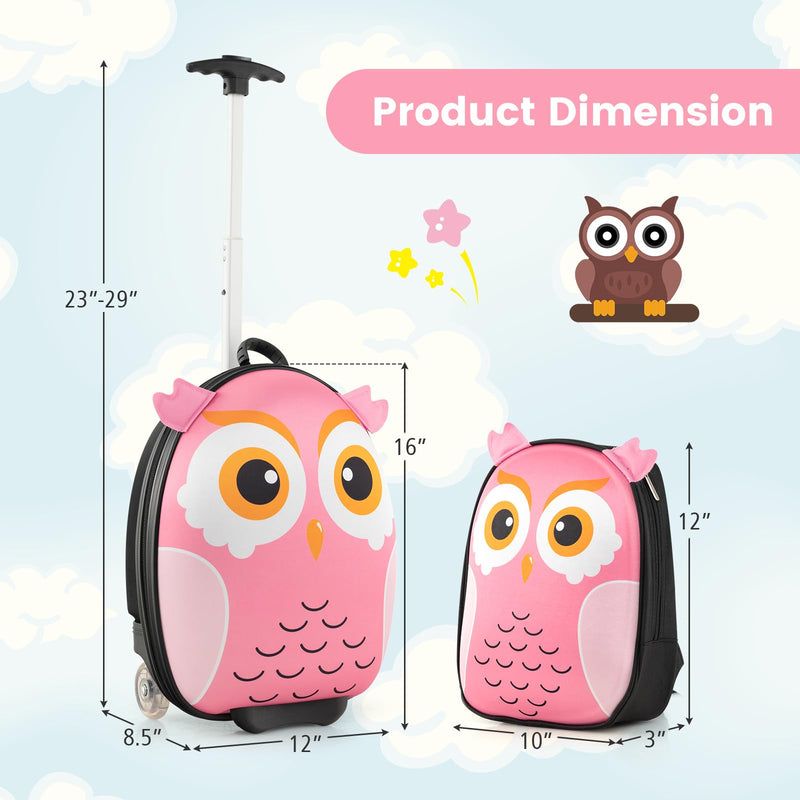 Load image into Gallery viewer, Goplus 2PC Kids Carry On Luggage Set, 16&quot; Rolling Suitcase &amp; 12&quot; Backpack
