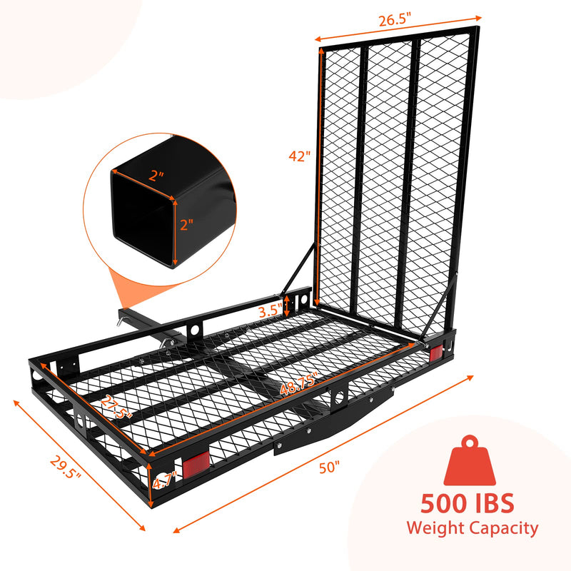 Load image into Gallery viewer, Goplus Hitch Mount Wheelchair Carrier, Mobility Scooter Loading Ramp with 2 Tie Down Straps
