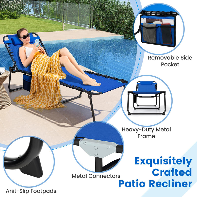 Load image into Gallery viewer, Goplus Extra Large Lounge Chair Outdoor Folding 5-Position Tanning Chair
