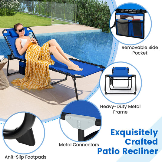 Goplus Extra Large Lounge Chair Outdoor Folding 5-Position Tanning Chair