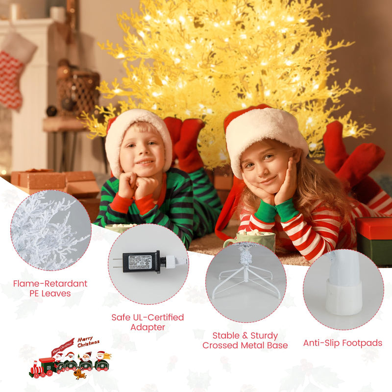 Load image into Gallery viewer, Goplus 6ft Pre-Lit Artificial Christmas Tree with 300 Multi-Color &amp; Warm-White Fairy LED Lights
