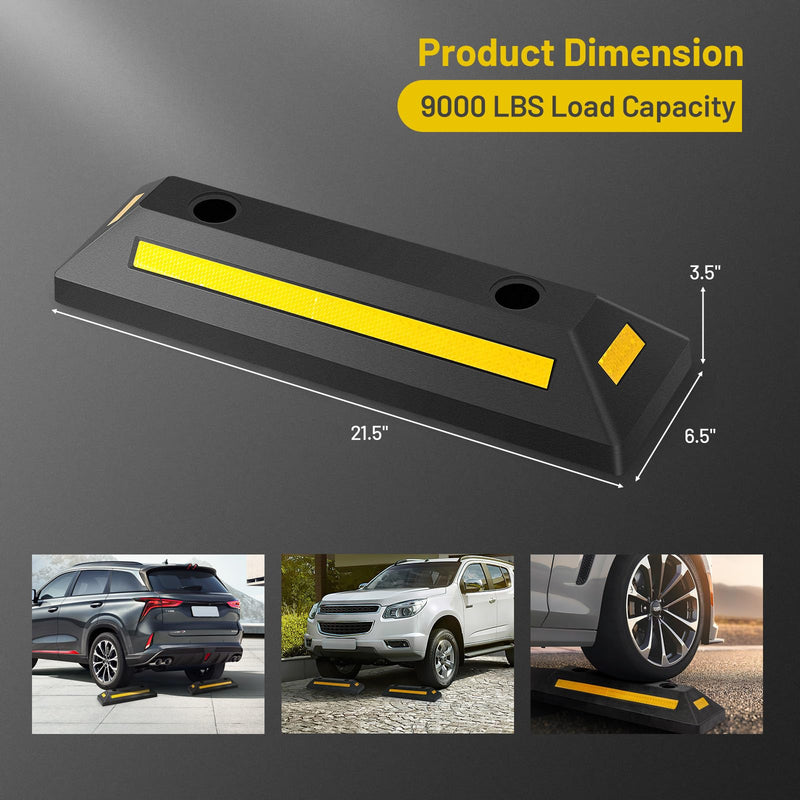 Load image into Gallery viewer, Goplus Parking Block, 2 Pack 21.5&quot; Rubber Parking Bumpers with Three-Way Reflective Stripes
