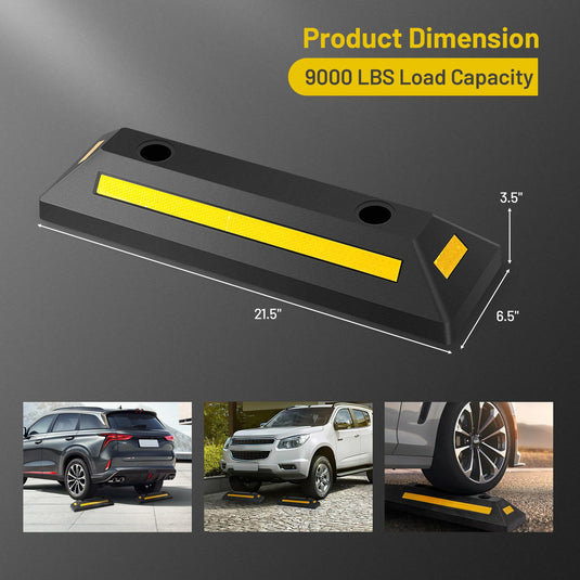 Goplus Parking Block, 2 Pack 21.5" Rubber Parking Bumpers with Three-Way Reflective Stripes