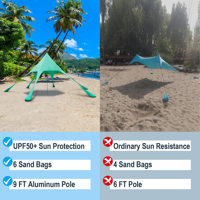 Load image into Gallery viewer, Goplus Beach Canopy, 20 x 20 FT Beach Shade with UPF50+ Sun Protection, Carrying Bag, Sand Shovel, Aluminum Pole, 6 Ground Stake
