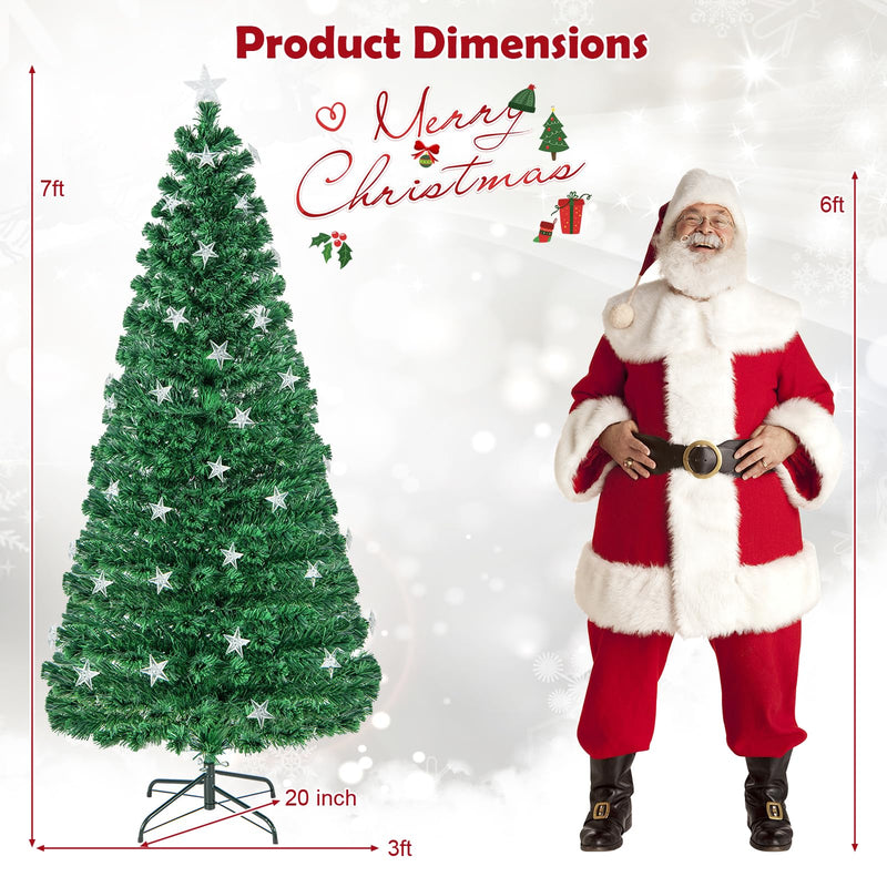 Load image into Gallery viewer, Goplus 7ft Fiber Optic Artificial Christmas Tree Pre-Lit Christmas Tree with 40 Star LED Lights
