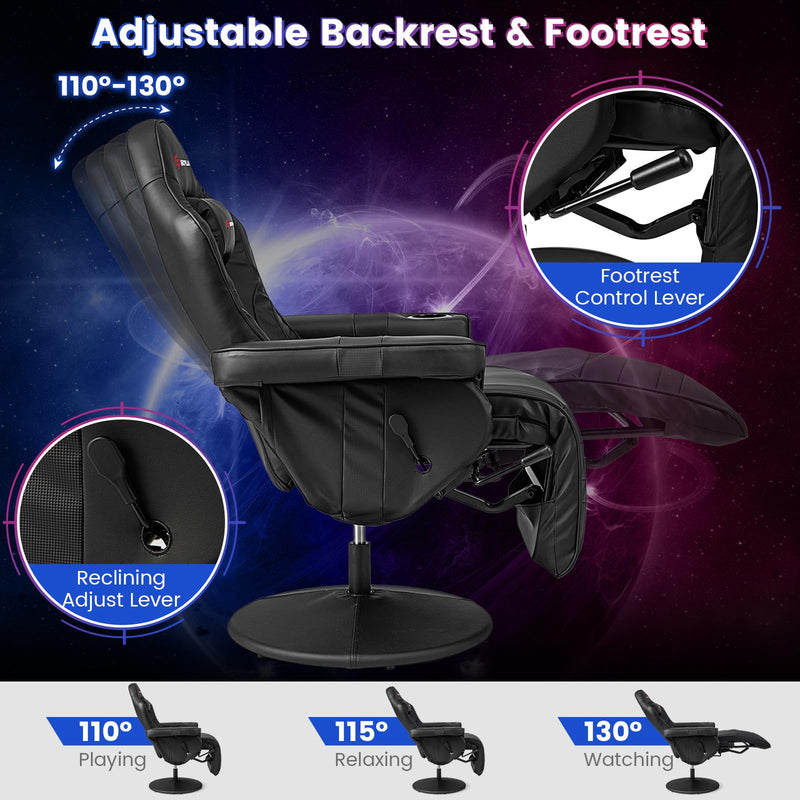 Load image into Gallery viewer, Height Adjustable Massage Video Game Chair with Retractable Footrest - Goplus
