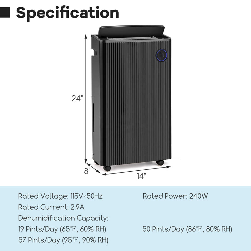 Load image into Gallery viewer, 4500 Sq. Ft Dehumidifier for Basement, 57 Pints Quiet Dehumidifier w/Drain Hose
