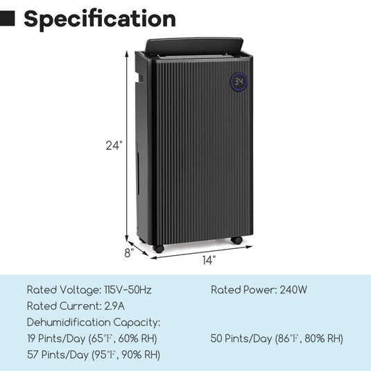 4500 Sq. Ft Dehumidifier for Basement, 57 Pints Quiet Dehumidifier w/Drain Hose