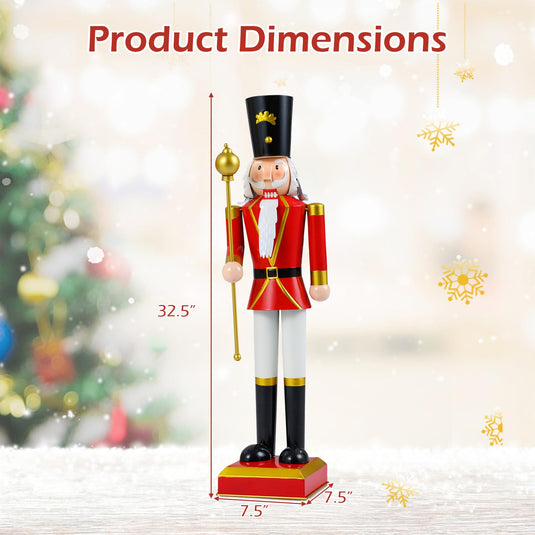 Goplus 32.5 Inch Christmas Nutcracker with High Hat and Beautiful Scepter