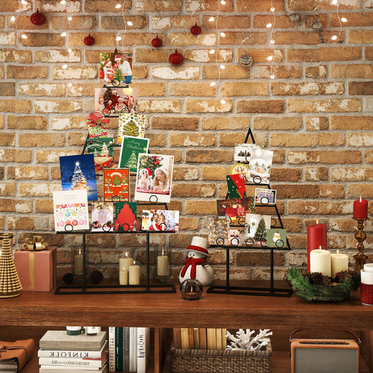 Goplus 2 Pack Christmas Tree Photo Holder with 36 Round Clips