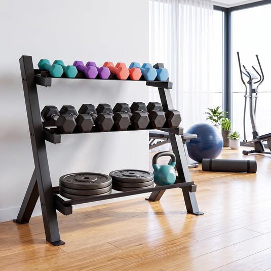 Goplus 3-Tier Adjustable Dumbbell Rack Stand Only for Home Gym Garage