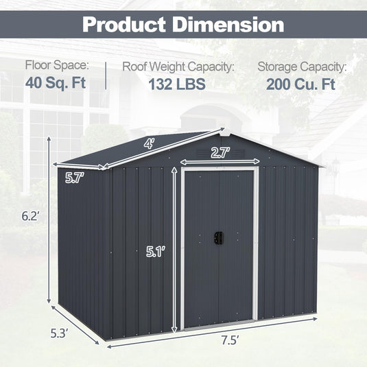 Goplus Outdoor Storage Shed with Floor