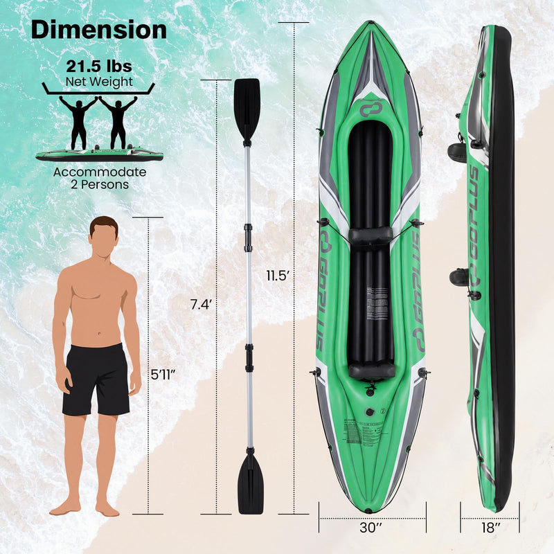 Load image into Gallery viewer, Goplus 11.5 FT Tandem Touring Kayak with Aluminum Paddles for Adults Fishing Lake River
