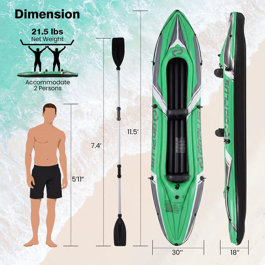 Goplus 11.5 FT Tandem Touring Kayak with Aluminum Paddles for Adults Fishing Lake River