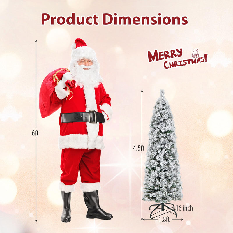 Load image into Gallery viewer, Goplus Pre-Lit Snow Flocked Pencil Christmas Tree for Home Office Holiday Decor

