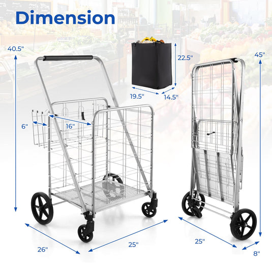 Shopping Cart for Groceries - Goplus