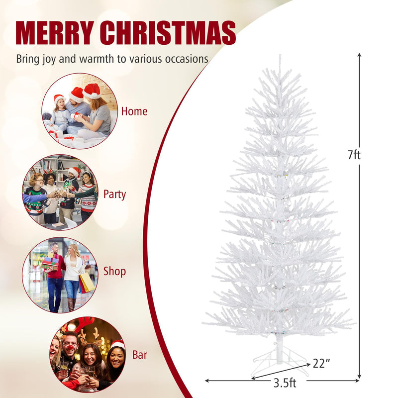 Load image into Gallery viewer, Goplus 7ft Pre-Lit Artificial Christmas Tree with 923 Multicolored LED RGB Lights
