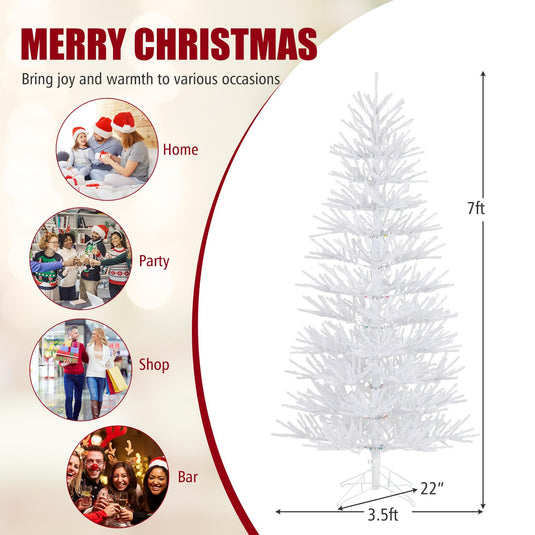 Goplus 7ft Pre-Lit Artificial Christmas Tree with 923 Multicolored LED RGB Lights
