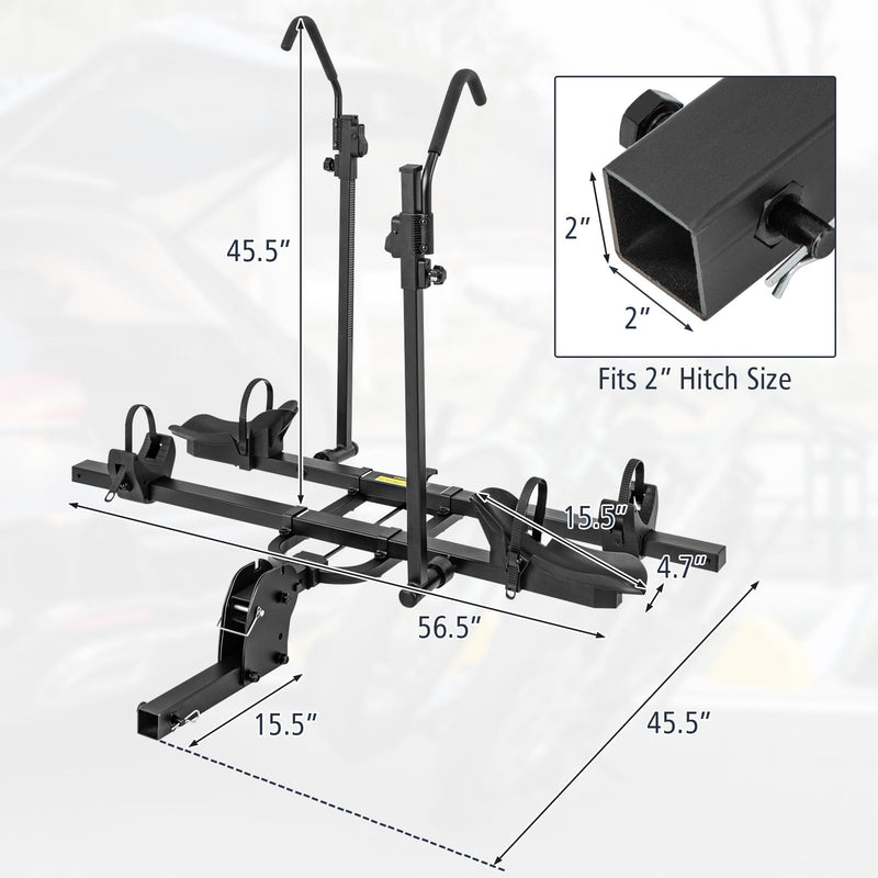 Load image into Gallery viewer, Goplus 2” Hitch Mount Bike Rack, 2 Bikes Platform Style Carrier w/Tilt-able Design for Easy Trunk Access
