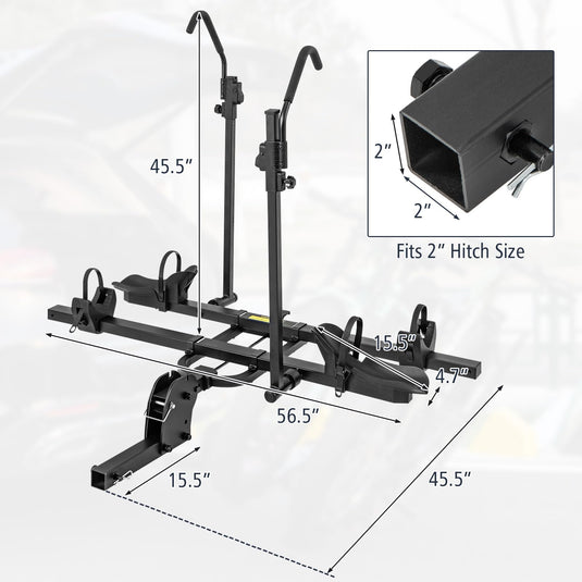 Goplus 2” Hitch Mount Bike Rack, 2 Bikes Platform Style Carrier w/Tilt-able Design for Easy Trunk Access