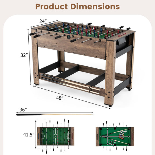 Goplus 48” Combo Game Table with Foosball & Pool for Adults