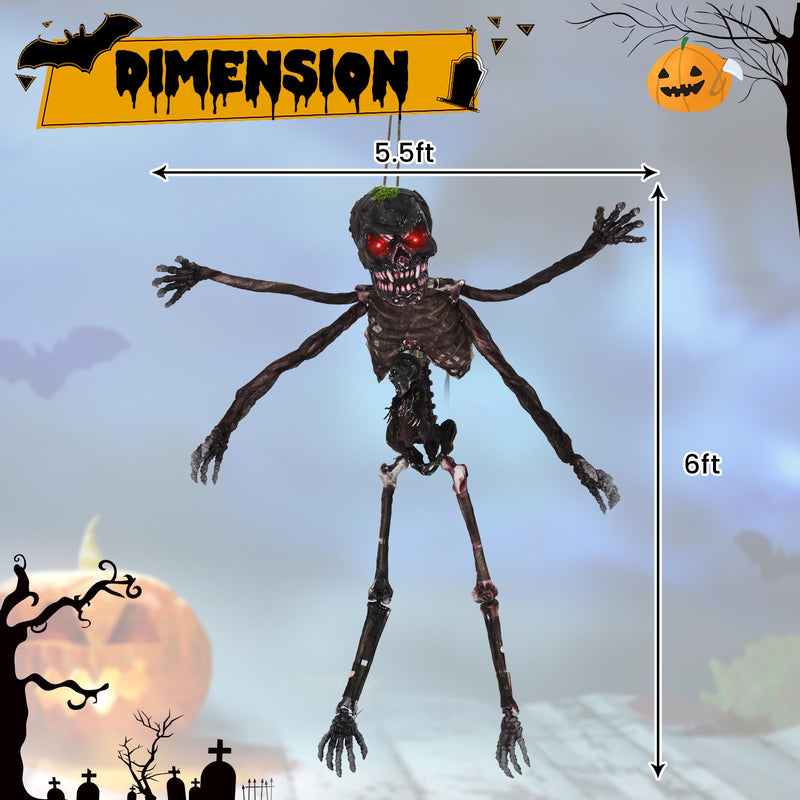 Load image into Gallery viewer, Goplus 6 FT Animated Halloween Decoration Hanging Zombie Sound-Activated Skeleton Decoration
