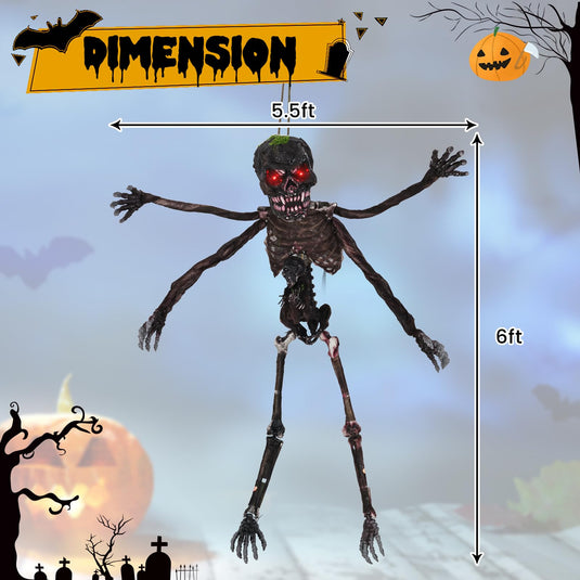 Goplus 6 FT Animated Halloween Decoration Hanging Zombie Sound-Activated Skeleton Decoration