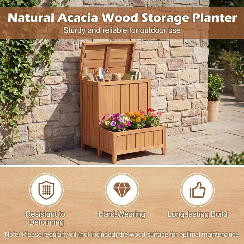 Load image into Gallery viewer, Goplus Wood Package Delivery Box with Planter Box | Multi-purpose Outdoor Storage Container
