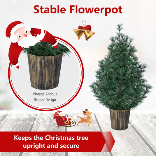 Goplus 3FT Tabletop Christmas Tree | Unlit Mini Xmas Tree with 119 Pine Needle Tips