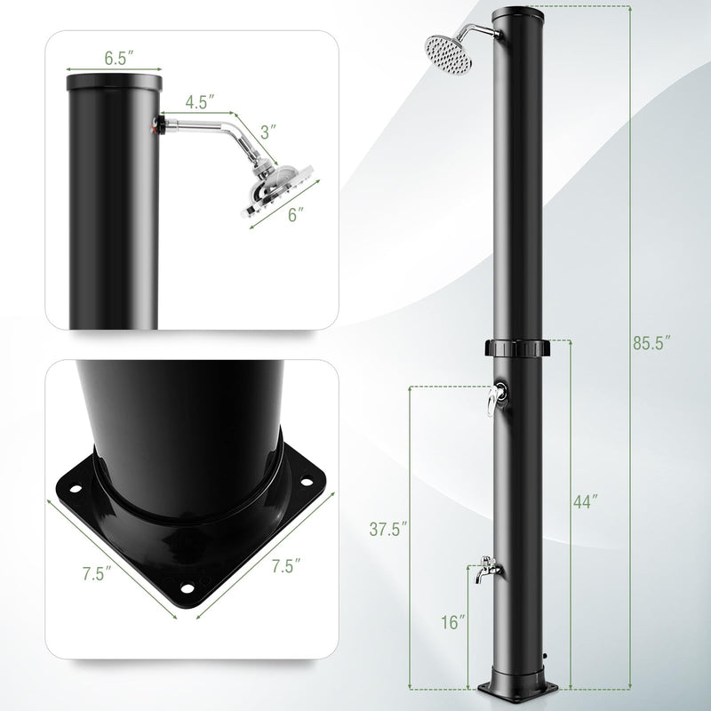 Load image into Gallery viewer, Goplus 10 Gallon Solar Heated Outdoor Shower, 7.2 FT Freestanding Garden Pool Shower with Rotating Shower Head
