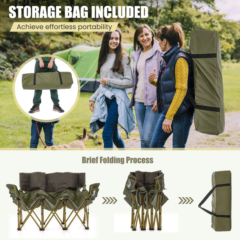 Load image into Gallery viewer, Goplus 3 Person Camping Chair for Adults, Outdoor Folding Oversized Camping Couch Chair (3-Person Seat)
