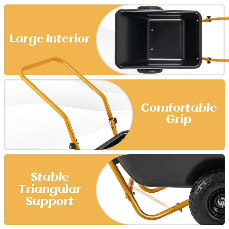 Load image into Gallery viewer, Goplus Dual-Wheel Wheelbarrow, Heavy-Duty Garden Utility Cart w/Pneumatic Tires, 330LBS Capacity
