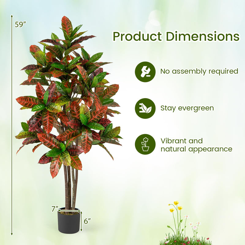 Load image into Gallery viewer, Goplus 5 FT Tall Artificial Croton Palm Tree in Pot with Gradient Leaves
