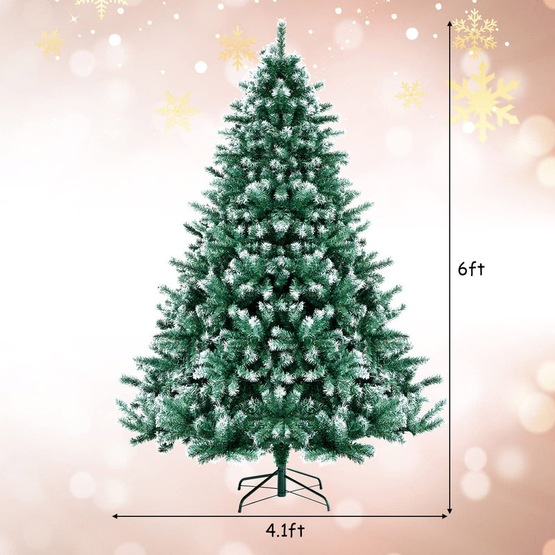 Load image into Gallery viewer, Goplus Unlit Artificial Christmas Tree Hinged Xmas Tree with Partially Flocked Design
