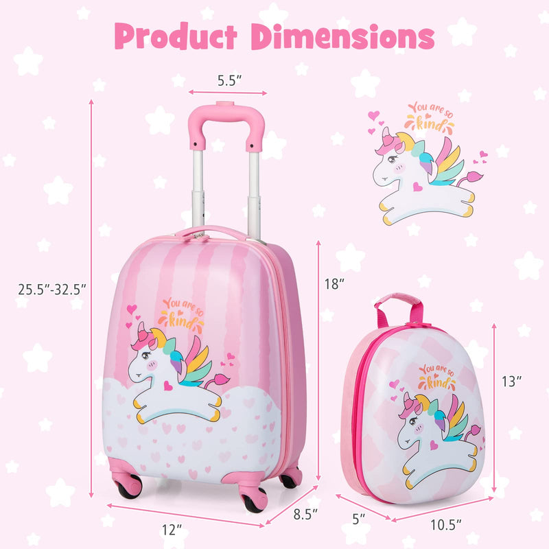 Load image into Gallery viewer, Goplus 2PC Kids Luggage, 12&quot; &amp; 16&quot; Kids Carry On Luggage Set, Lightweight Spinner Suitcases
