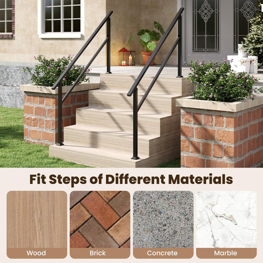 Goplus Handrail for Outdoor Steps with Installation Kit Fits 0-5 Steps
