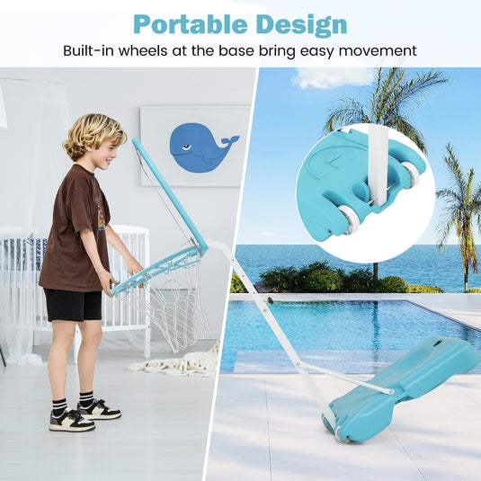 Goplus Poolside 3.1-4.1 FT Adjustable Height Basketball Goal with 32" Shatterproof Backboard