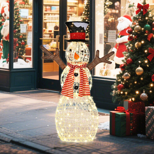 Goplus 3.6 FT Lighted Christmas Snowman with 80 LED Lights
