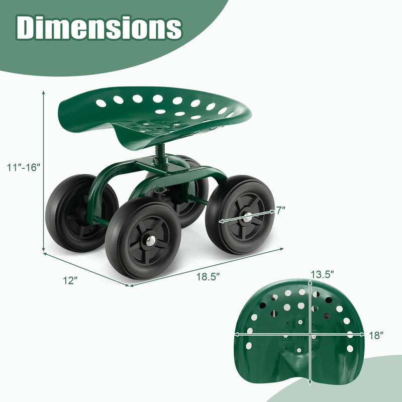 Load image into Gallery viewer, Utility Stool Cart w/Adjustable 360 Degree Swivel Seat - Goplus
