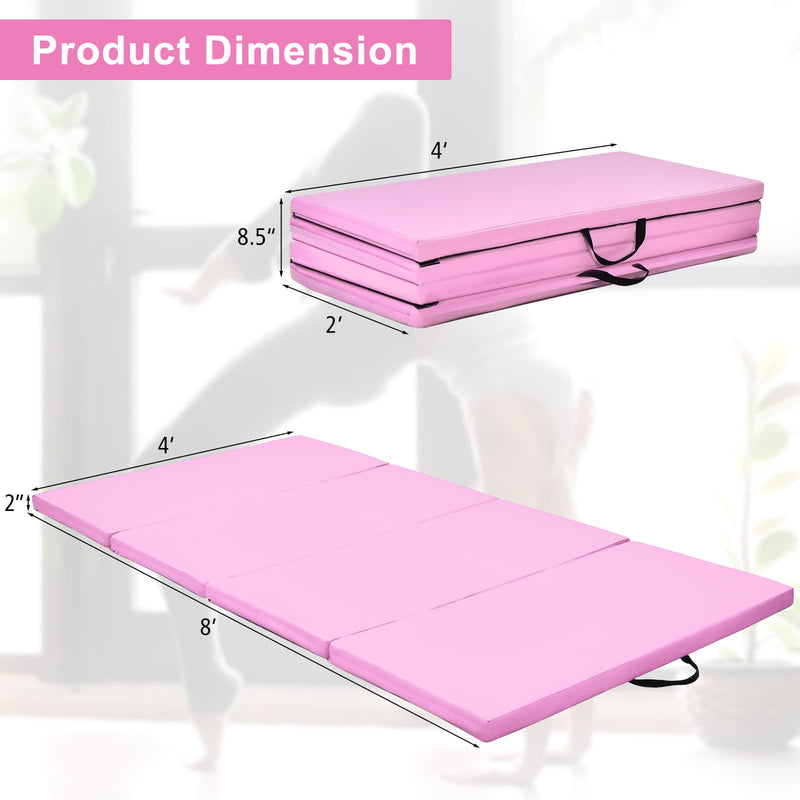 Load image into Gallery viewer, Goplus 8&#39; x 4&#39; Folding Gymnastics Mat, 2&quot; Thick 4 Fold Exercise Tumbling Mat with Carrying Handles for Home Gym Fitness
