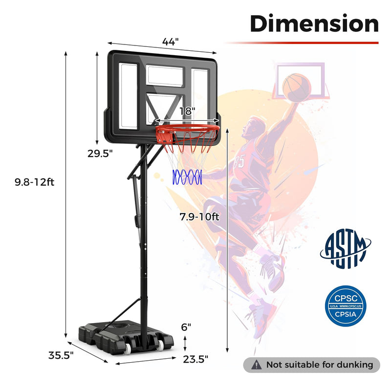 Load image into Gallery viewer, Goplus Portable Basketball Hoop Outdoor, 7.9-10 FT Basketball Goal System w/ 44 Inch Shatterproof Backboard
