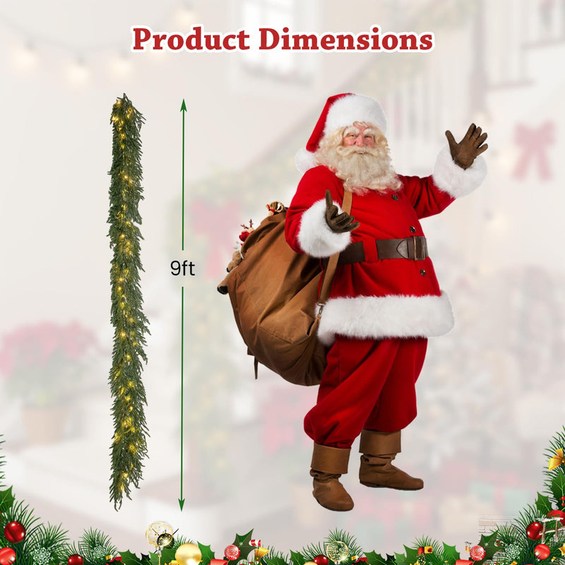 Load image into Gallery viewer, 9 FT Pre-lit Artificial Cypress Christmas Garland with 50 Warm White LED Lights and 130 Branch Tips
