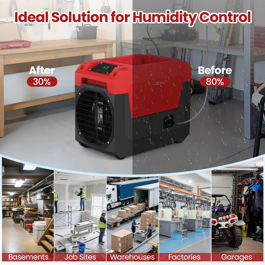 140 Pints Commercial Dehumidifier with Pump, Portable Industrial Dehumidifier with Drain Hose for Basements