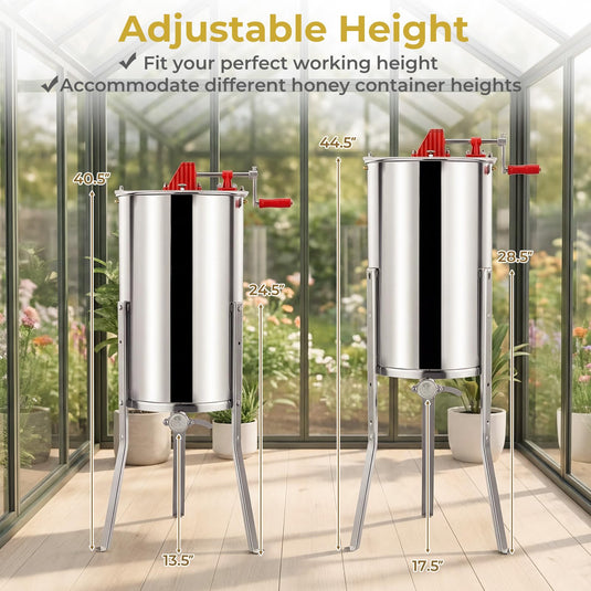 Goplus 3 Frame Honey Extractor with Bottom Gravity Flow Gate & Clear Lid