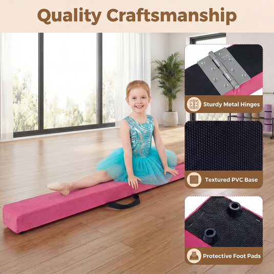 Goplus 7 FT Gymnastics Balance Beam Foldable Non-Slip Foam Floor Beam