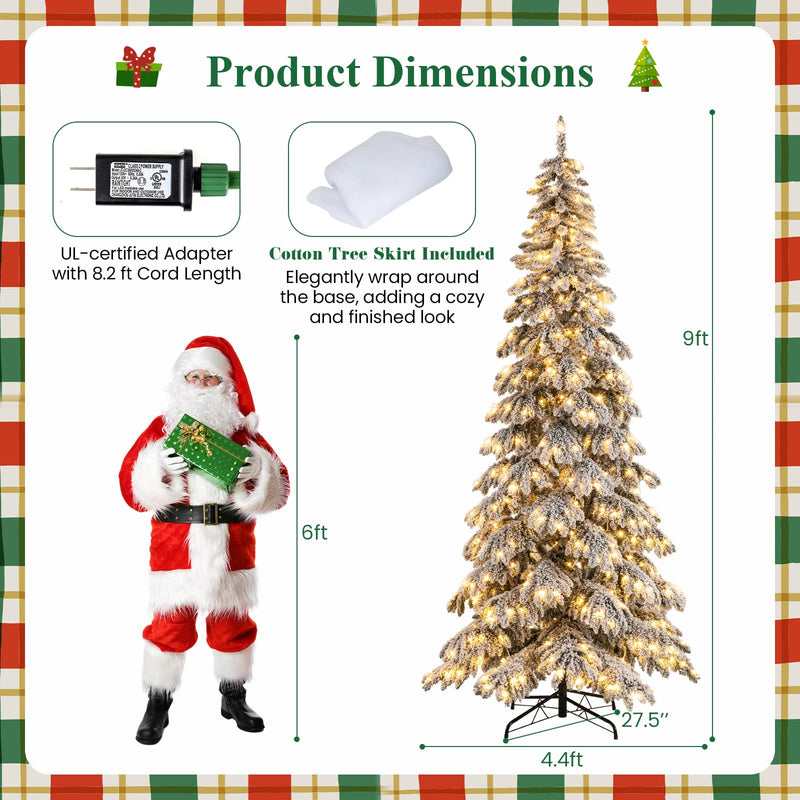 Load image into Gallery viewer, Goplus 9 FT Pre-Lit Snow Flocked Drooping Christmas Tree with Quick Power Connectors
