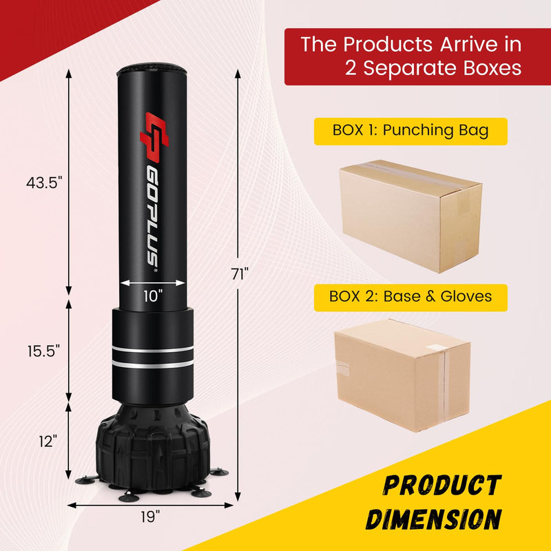 Load image into Gallery viewer, Goplus Freestanding Punching Bag, 71" Heavy Boxing Bag with 25 Suction Cups, Boxing Gloves, Filling Base
